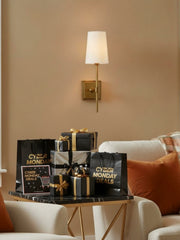 Rowan Elegant White-Linen Shade Wall Lamp – Retro Metal Wall Light for Bedroom & Hallway